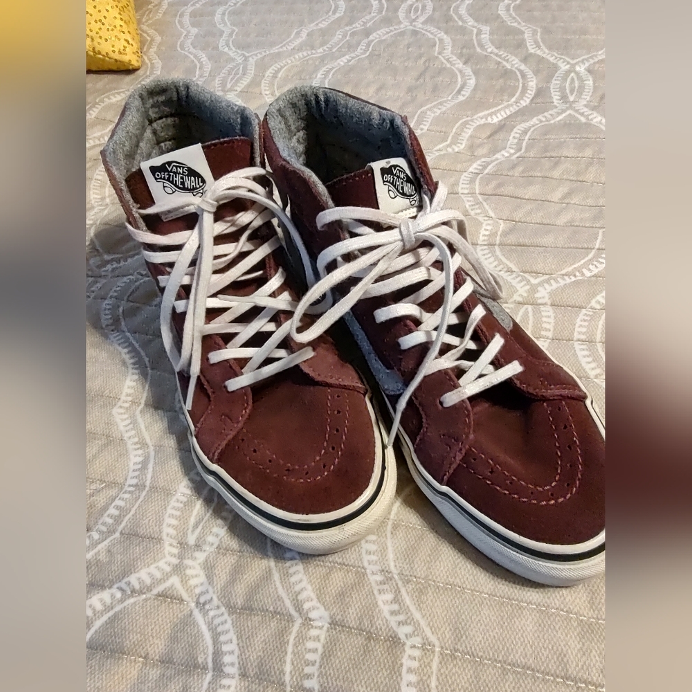 Vans SK8 Hi Pro Sneakers in burgundy. M 5.5 W 8